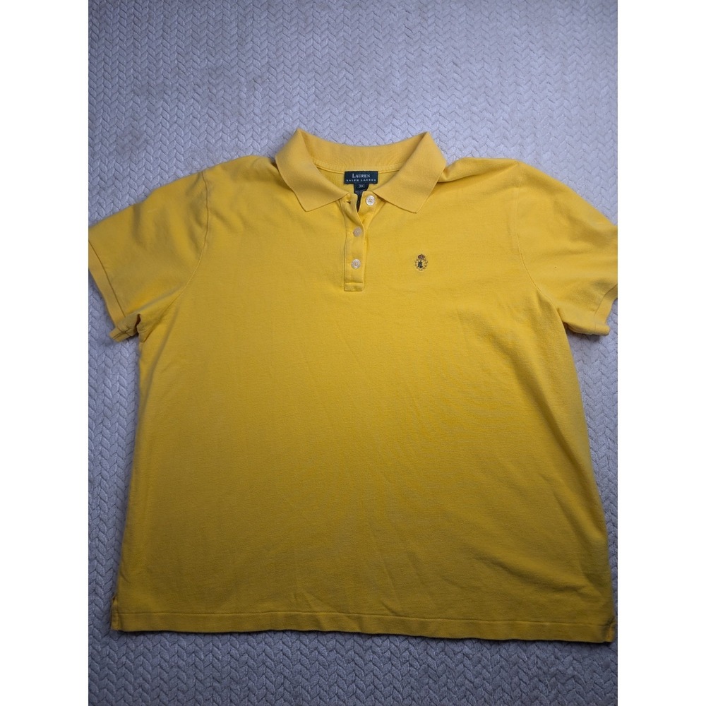 Lauren Ralph Lauren Women's Yellow Polo Shirt Classic Crest Logo 3XL‎